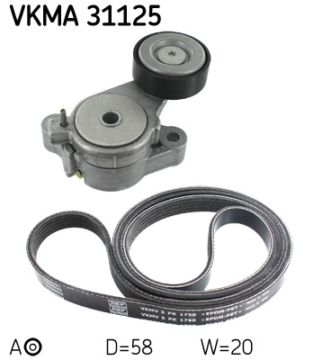 Set curea transmisie cu caneluri VKMA 31125 SKF